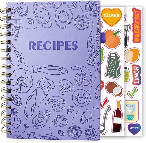 Recipe Book to Write in Your Own Recipes, Spiral Personal Blank Recipe Notebook Organizer, A5 Hardcover Recipe Journal, with Waterproof Cover, 8.3"x5.8", 120 Recipes (Black) in Saudi Arabia