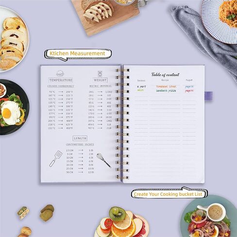 Recipe Book to Write in Your Own Recipes, Spiral Personal Blank Recipe Notebook Organizer, A5 Hardcover Recipe Journal, with Waterproof Cover, 8.3"x5.8", 120 Recipes (Black) in Saudi Arabia