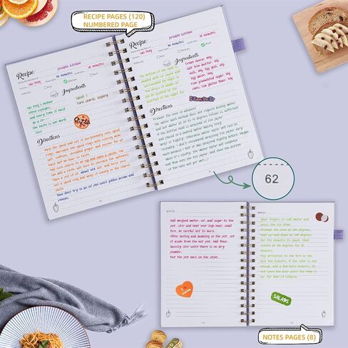 Recipe Book to Write in Your Own Recipes, Spiral Personal Blank Recipe Notebook Organizer, A5 Hardcover Recipe Journal, with Waterproof Cover, 8.3"x5.8", 120 Recipes (Black) in Saudi Arabia