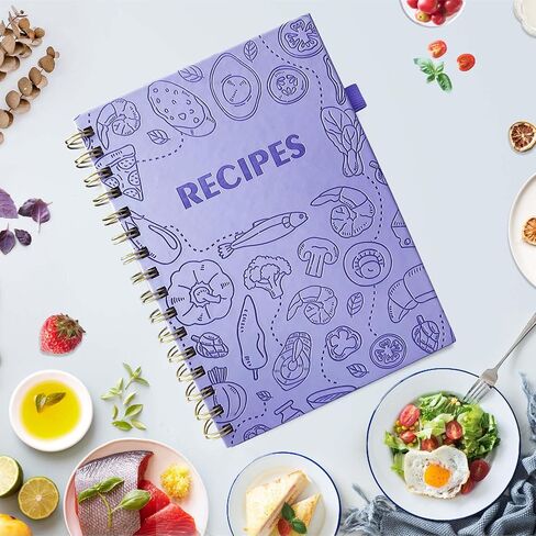 Recipe Book to Write in Your Own Recipes, Spiral Personal Blank Recipe Notebook Organizer, A5 Hardcover Recipe Journal, with Waterproof Cover, 8.3"x5.8", 120 Recipes (Black) in Saudi Arabia
