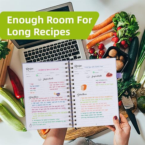 Recipe Book to Write in Your Own Recipes, Spiral Personal Blank Recipe Notebook Organizer, A5 Hardcover Recipe Journal, with Waterproof Cover, 8.3"x5.8", 120 Recipes (Black) in Saudi Arabia