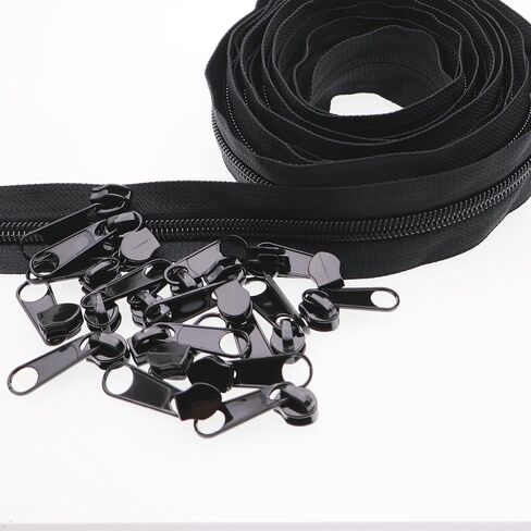 #5 White Nylon Coil Zippers by The Yard 10 Yards Bulk Zippers with 25pcs Zipper Pulls Sliders for DIY Sewing Crafts Bags Purses YIGUANXIN in Kuwait