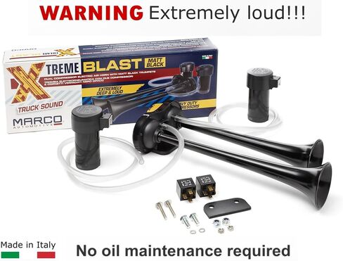 MARCO Xtreme Blast Electric Horn – Italian Tuck Accessories – Extremely Loud Car Horn – Comes with Dual Compressor – 120 dB Loud Truck Horn for Improved Safety in Saudi Arabia