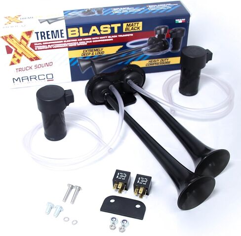 MARCO Xtreme Blast Electric Horn – Italian Tuck Accessories – Extremely Loud Car Horn – Comes with Dual Compressor – 120 dB Loud Truck Horn for Improved Safety in Saudi Arabia