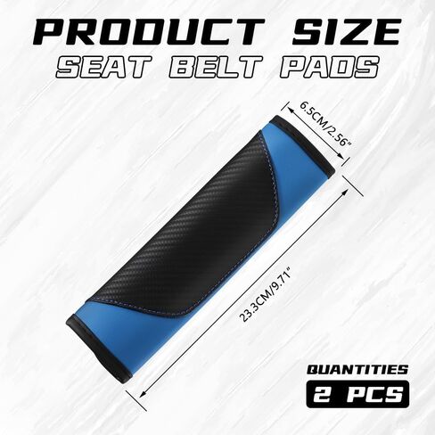 2PCS Car Seat Belt Cover Pad, Soft Carbon Fiber Leather Seatbelt Shoulder Protector for a More Comfortable Driving, Universal Safety Belt Strap Cover to Protect Your Neck (Black&Blue) in Saudi Arabia
