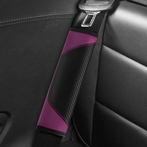 2PCS Car Seat Belt Cover Pad, Soft Carbon Fiber Leather Seatbelt Shoulder Protector for a More Comfortable Driving, Universal Safety Belt Strap Cover to Protect Your Neck (Black&Blue) in Saudi Arabia