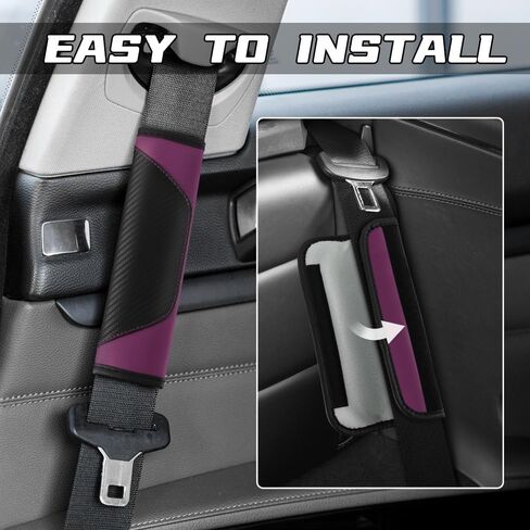 2PCS Car Seat Belt Cover Pad, Soft Carbon Fiber Leather Seatbelt Shoulder Protector for a More Comfortable Driving, Universal Safety Belt Strap Cover to Protect Your Neck (Black&Blue) in Saudi Arabia