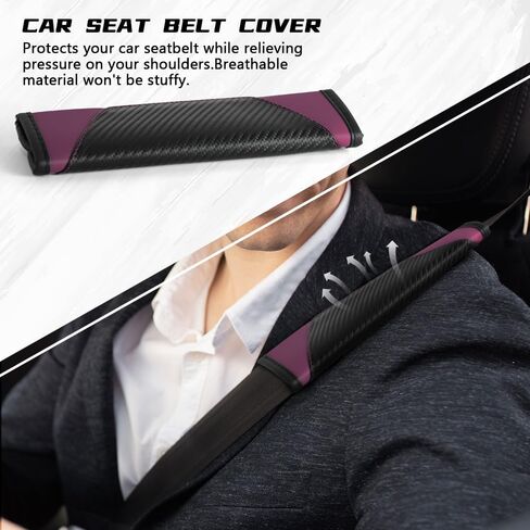2PCS Car Seat Belt Cover Pad, Soft Carbon Fiber Leather Seatbelt Shoulder Protector for a More Comfortable Driving, Universal Safety Belt Strap Cover to Protect Your Neck (Black&Blue) in Saudi Arabia