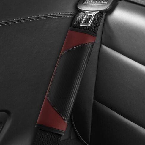 2PCS Car Seat Belt Cover Pad, Soft Carbon Fiber Leather Seatbelt Shoulder Protector for a More Comfortable Driving, Universal Safety Belt Strap Cover to Protect Your Neck (Black&Blue) in Saudi Arabia