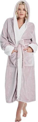Plush Robes for Women - Womens Fleece Robes with Hood Long Cozy Bathrobe Soft and Warm Robe in Saudi Arabia