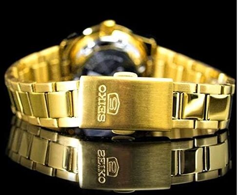 ساعة سيكو 5 رياضية أوتوماتيكية بمينا ذهبي للسيدات SYMG44K1 in Saudi Arabia