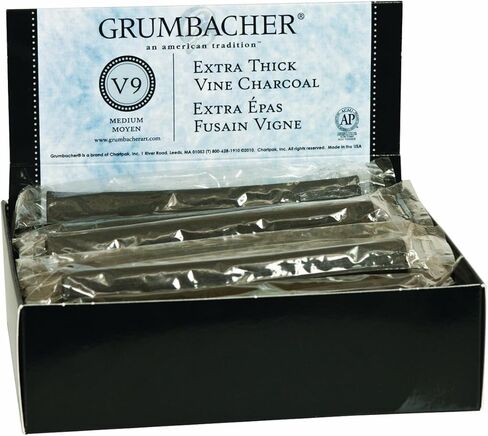 Grumbacher Vine Charcoal, Soft, Black, 3 Pack (V41) in Kuwait