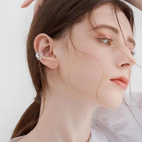 POPLYKE Ear Cuff Earrings for Men Women Sterling Silver No Piercing Clip On Cartilage Retro Earring Trendy Jewelry Gift in Saudi Arabia