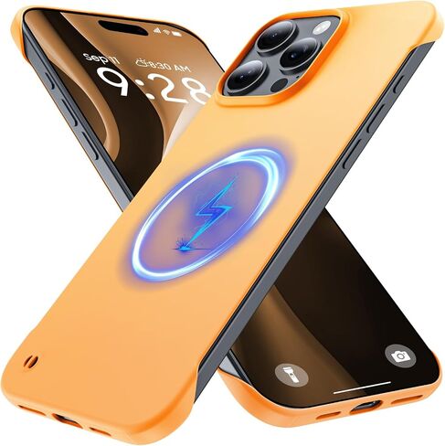 حافظة مغناطيسية رفيعة تناسب هاتف iPhone 16 Pro مقاس 6.3 بوصة (2024) رفيعة للغاية وخفيفة الوزن ومتينة بدون إطار غير لامعة لغطاء MagSafe مع حلقة سحب مقاومة للصدمات وحبل غير قابل للانزلاق - أسود in Kuwait