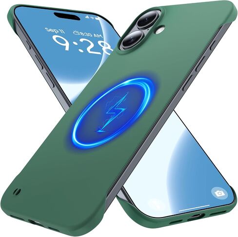 حافظة مغناطيسية رفيعة تناسب هاتف iPhone 16 Pro مقاس 6.3 بوصة (2024) رفيعة للغاية وخفيفة الوزن ومتينة بدون إطار غير لامعة لغطاء MagSafe مع حلقة سحب مقاومة للصدمات وحبل غير قابل للانزلاق - أسود in Kuwait