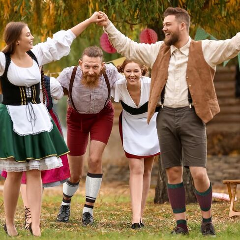 4 أزواج من جوارب Lederhosen جوارب Oktoberfest الألمانية للرجال من Loferl جوارب Lederhosen البافارية التقليدية طويلة مطرزة من القطن Loferl زي تدفئة الساق للرجال in Kuwait