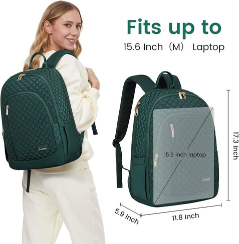 LOVEVOOK Laptop Backpack for Women, 15.6 Inch Anti Theft Computer Bag, Large Capacity Travel Backpacks, Work College Commute Backpack, Lightweight Quilted Bags Purse for Women Nurse Teacher, Black in Saudi Arabia
