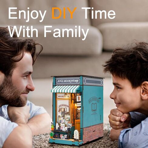 كتاب زاوية عدة لغز خشبي ثلاثي الأبعاد DIY منزل مصغر مع ضوء LED رف الكتب إدراج ديكور Booknook دمية الحرف اليدوية الهدايا للبالغين (دور علوي وردي) in Kuwait