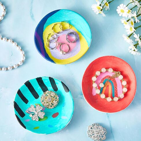 4 Sets Jewelry Dish Making Kit DIY Jewelry Dish Arts and Crafts Kit Make Your Own Jewelry Bowls Gifts for Birthday Gift Ideas in Saudi Arabia