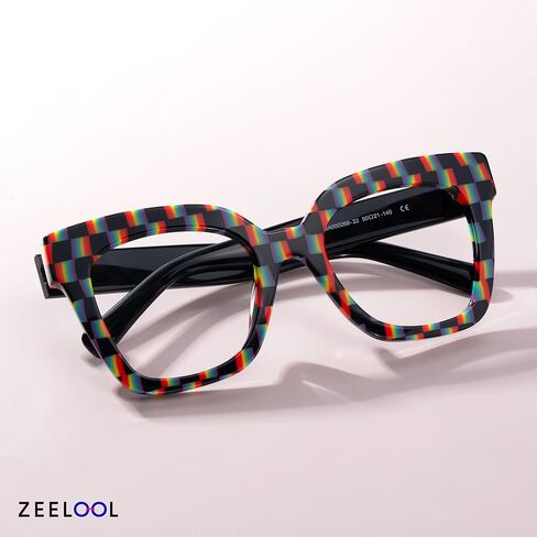 Zeelool Trendy Rectangle Eyeglasses with Non-prescription Clear Lens for Women TR90 Eyewear Malcolm VFT0269-13 Black-Tortoise in Saudi Arabia