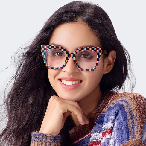 Zeelool Trendy Rectangle Eyeglasses with Non-prescription Clear Lens for Women TR90 Eyewear Malcolm VFT0269-13 Black-Tortoise in Saudi Arabia