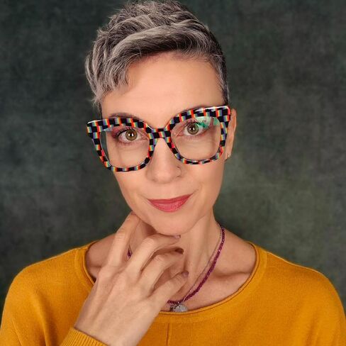 Zeelool Trendy Rectangle Eyeglasses with Non-prescription Clear Lens for Women TR90 Eyewear Malcolm VFT0269-13 Black-Tortoise in Saudi Arabia