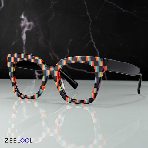 Zeelool Trendy Rectangle Eyeglasses with Non-prescription Clear Lens for Women TR90 Eyewear Malcolm VFT0269-13 Black-Tortoise in Saudi Arabia