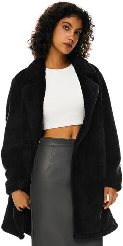 Orolay Women's Winter Fuzzy Fleece Jacket Long Sleeve Lapel Open Front Cardigan Faux Fur Coat with Pockets in Saudi Arabia