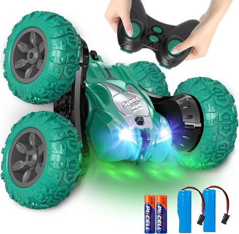 AFUNX RC Stunt Cars، سيارة تحكم عن بعد مزدوجة الجوانب تدور 360 درجة 4WD 2.4 جيجا هرتز لعبة سيارة قابلة لإعادة الشحن مع مصابيح أمامية للأماكن الخارجية والداخلية للأطفال من سن 6 إلى 12 عامًا للأطفال والبنات والأولاد هدية عيد الميلاد، باللون الوردي in Kuwait