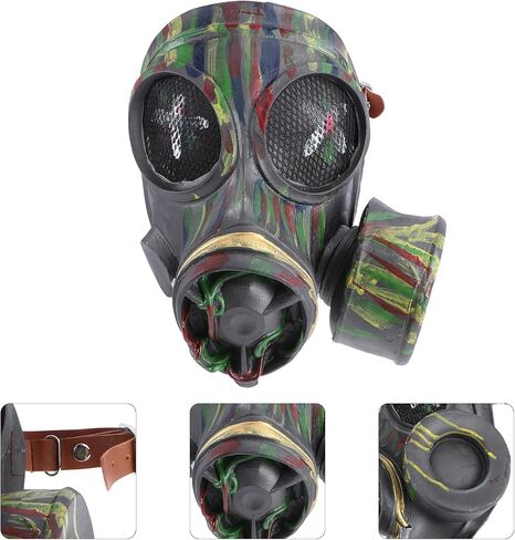 NUOBESTY هالوين الشرير قناع الغاز الشرير هالوين زي تأثيري الدعائم مخيف Steampunk فستان حفلة تنكرية قناع أغطية الرأس حفلة صالح in Saudi Arabia