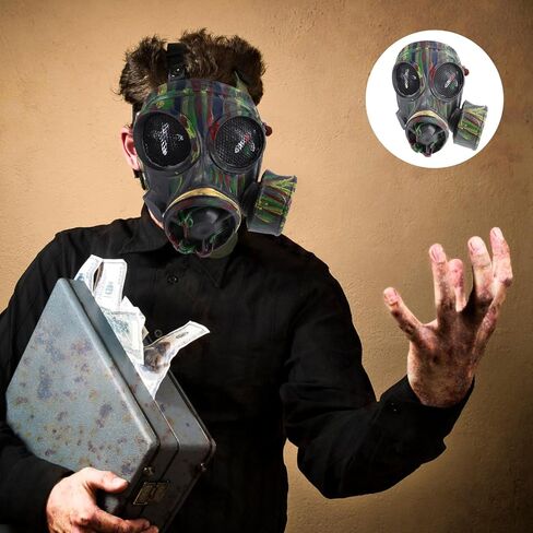 NUOBESTY هالوين الشرير قناع الغاز الشرير هالوين زي تأثيري الدعائم مخيف Steampunk فستان حفلة تنكرية قناع أغطية الرأس حفلة صالح in Saudi Arabia