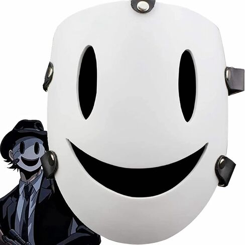 CAFELE Japanese High-Rise Invasion Masks Cosplay Sniper Tenkuu Shinpan White Smile Masks Halloween Masquerade Party Props in Kuwait