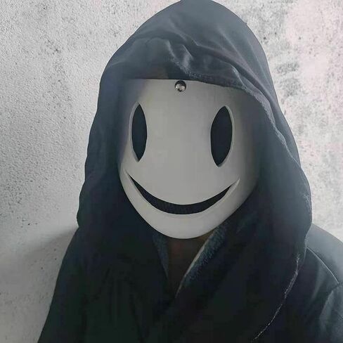 CAFELE Japanese High-Rise Invasion Masks Cosplay Sniper Tenkuu Shinpan White Smile Masks Halloween Masquerade Party Props in Kuwait