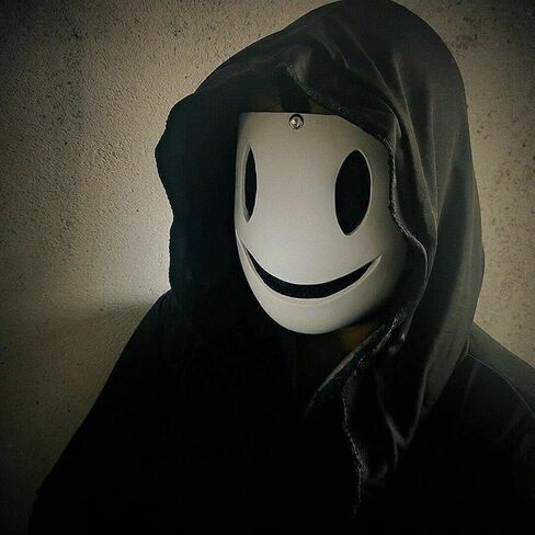 CAFELE Japanese High-Rise Invasion Masks Cosplay Sniper Tenkuu Shinpan White Smile Masks Halloween Masquerade Party Props in Kuwait