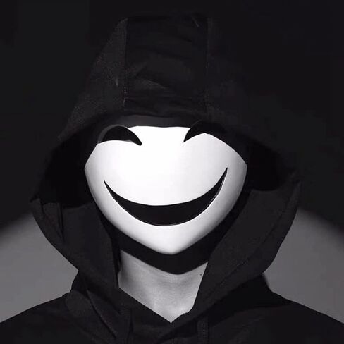 CAFELE Japanese High-Rise Invasion Masks Cosplay Sniper Tenkuu Shinpan White Smile Masks Halloween Masquerade Party Props in Kuwait