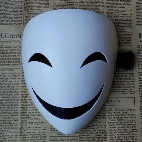 CAFELE Japanese High-Rise Invasion Masks Cosplay Sniper Tenkuu Shinpan White Smile Masks Halloween Masquerade Party Props in Kuwait