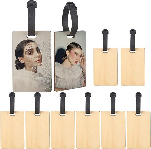 Framendino, 10 Pack Wood Luggage Tag Blanks Sublimation Rectangle Double Sided Luggage Tags for Suitcases in Saudi Arabia