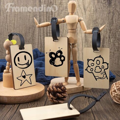 Framendino, 10 Pack Wood Luggage Tag Blanks Sublimation Rectangle Double Sided Luggage Tags for Suitcases in Saudi Arabia