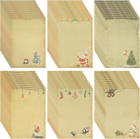 30 قطعة من ورق الكتابة القرطاسية للشتاء، ورق قرطاسية لعيد الميلاد، ورق كتابة الحروف العتيقة للحرف اليدوية، والدعوات، والخريطة، 8.23 ​​× 5.7 بوصة (30) in Kuwait