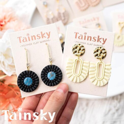 TAINSKY الرافية بوليمر طين القواطع، 14 الأشكال Macrame بوليمر طين القواطع لصنع الأقراط، شرابات قواطع طين البوليمر، قواطع طين بوهو الرافية لمجوهرات طين البوليمر in Kuwait