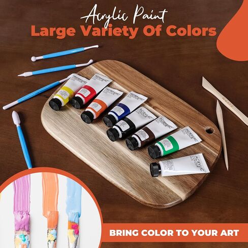Air Dry Clay Pottery Kit for Adults & Kids - 30 Piece Kit - Acrylic Paint & Sculpting Tools Included - Carving Kit, Clay Sponge & More - A Complete Beginners Pottery Set - 2KGs of Clay Included in Saudi Arabia