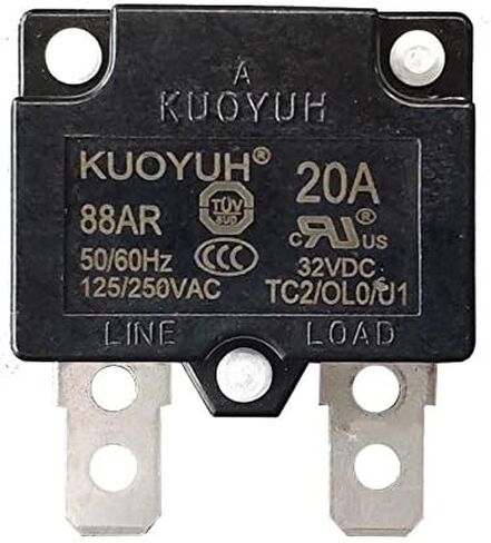 KUOYUH Circuit Breaker 88AR series 125/250VAC 50/60Hz (3-20A) (1pc) (20A) in Saudi Arabia