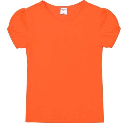 COSLAND Girls' Short Puff Sleeve Top Crew Neck Cotton T-Shirt in Saudi Arabia