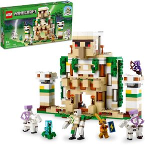 مجموعة ألعاب البناء LEGO Minecraft The Iron Golem Fortress 21250، مجموعة لعب تتميز بفارس كريستال وفارس ذهبي، قلعة وغولم عملاق، بناء وعرض لعبة ماينكرافت للأطفال بعمر 9 سنوات