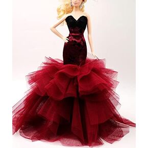 [Handmade Dress Fit for 12" Doll] Cora Gu Classic Black Rose Lace Mermaid Dress/Wedding Gowns Fit for 12" Fashion Doll [Doll's not Included]