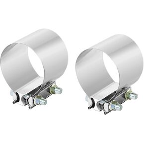 3.5 inch Exhaust Clamps, 2pcs Stainless Steel Butt Joint Exhaust Seal Band Clamps Sleeve Pipe Muffler Heavy-duty (2 pack)…