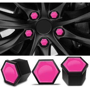 Wheel Nut Covers Locking Bolt Caps Universal Pink 17mm NB 40