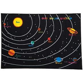 Play Time Kids Area Rug World Continent Map Reversible Learning Carpet Game Time, (5 ft 3 in x 7 ft 2 in), Blue