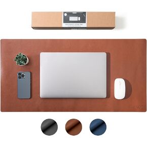SenseAGE Leather Desk Pad Protector, Office Desk Mat, Large Mouse Pad, Natural Rubber Office Desk Mat Mouse Pad, Non-Slip PU Leather Desk Blotter, Desk Pad for Home and Office (31.5" x 15.8", Brown)