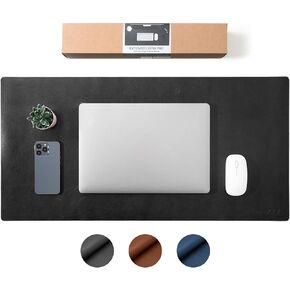 SenseAGE Leather Desk Pad Protector, Office Desk Mat, Large Mouse Pad, Natural Rubber Office Desk Mat Mouse Pad, Non-Slip PU Leather Desk Blotter, Desk Pad for Home and Office (31.5" x 15.8", Brown)